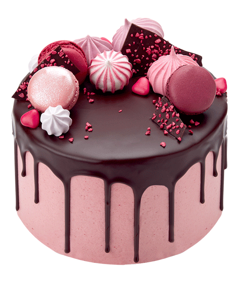 PNG images! Cake! Pink cake with chocolate.