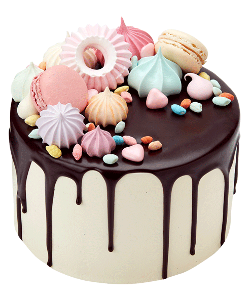 PNG images! Cake! White cake with chocolate.